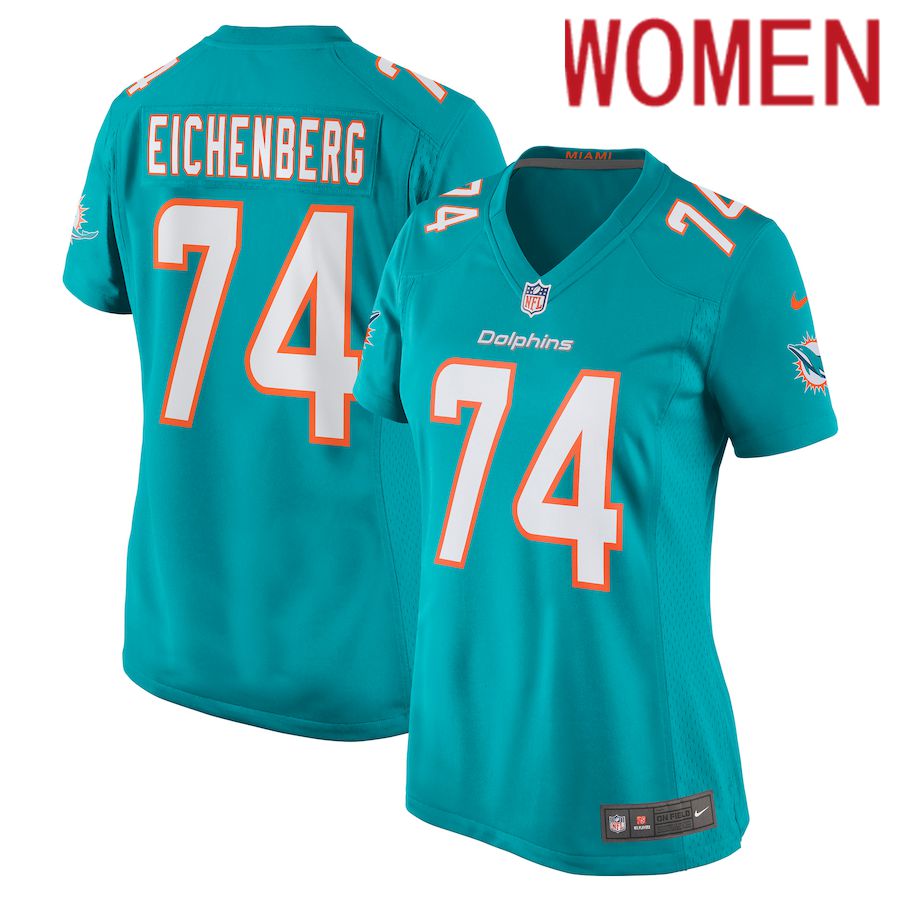 Women Miami Dolphins #74 Liam Eichenberg Nike Green Game NFL Jersey->women nfl jersey->Women Jersey